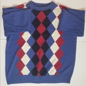 Mercer Street Studio Argyle Crewneck Sweater Size Large